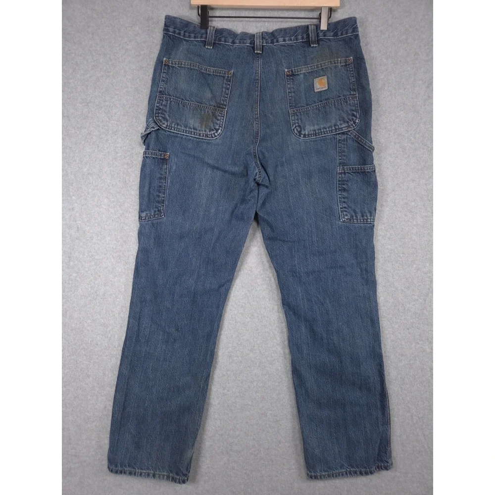 Carhartt Loose Fit Mens Size 36x32 Distressed Grunge Blue Denim Jeans BD4941-M
